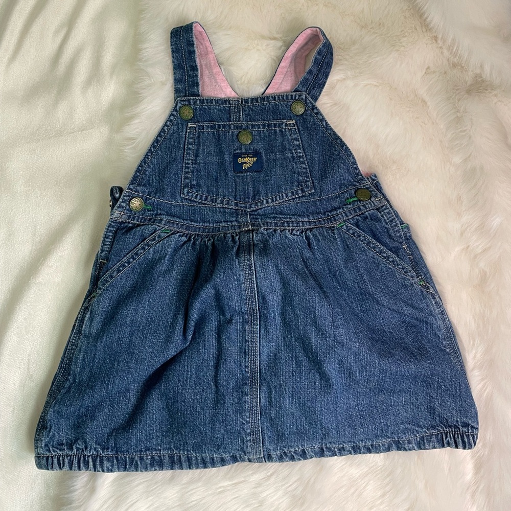 Oshkosh Fully Lined Denim Jumper Dress Size 18 Months